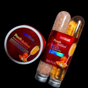 Peach Belini Sugar scrub, bath crystals and shower gel-New